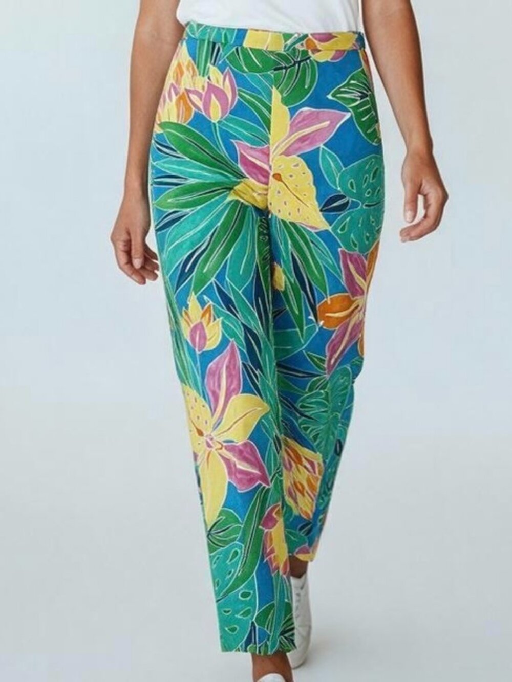 Lauren Ralph Lauren Tropical Floral Colorful Cotton Tailored Ankle Pants size 6
